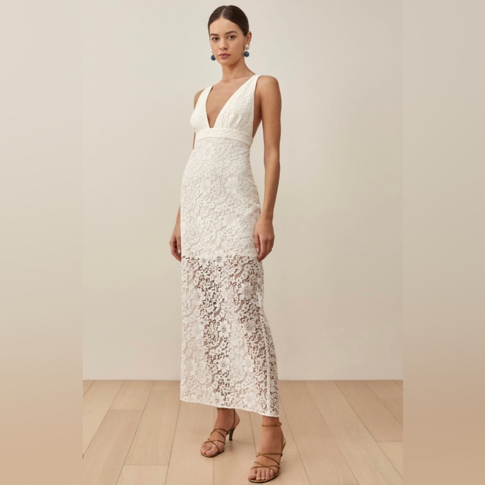 Reformation Aigio Dress - lace sleeveless bridal piece!